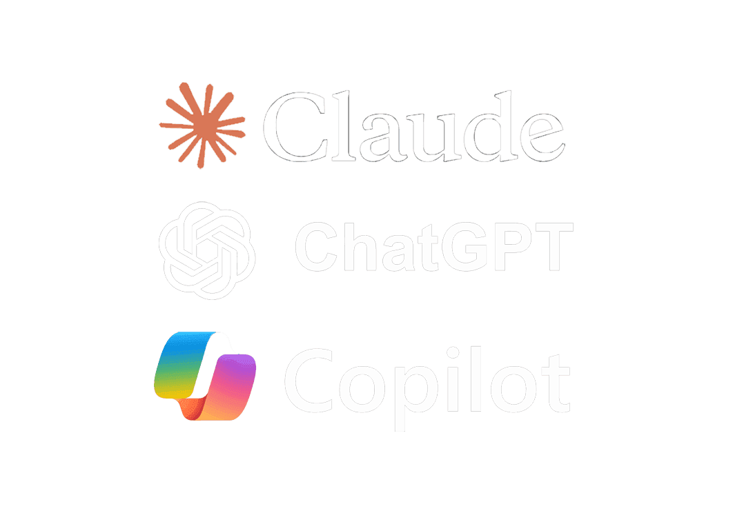 Claude, ChatGPT, and Microsoft Copilot logos